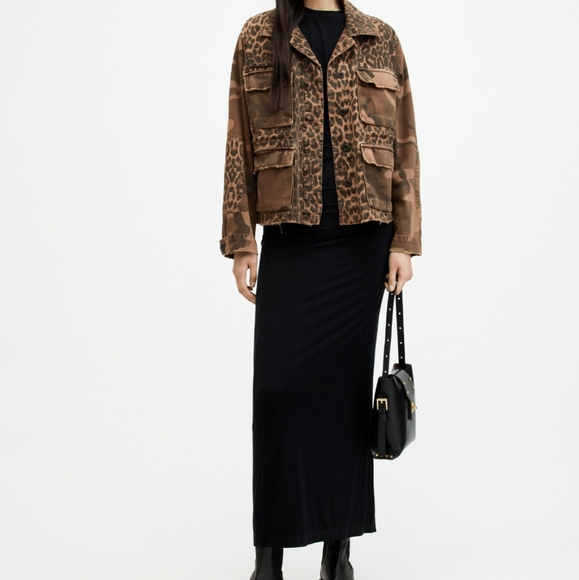 All Saints Jackets & Blazers - Allsaints Finch Leopard Camouflage Print Jacket